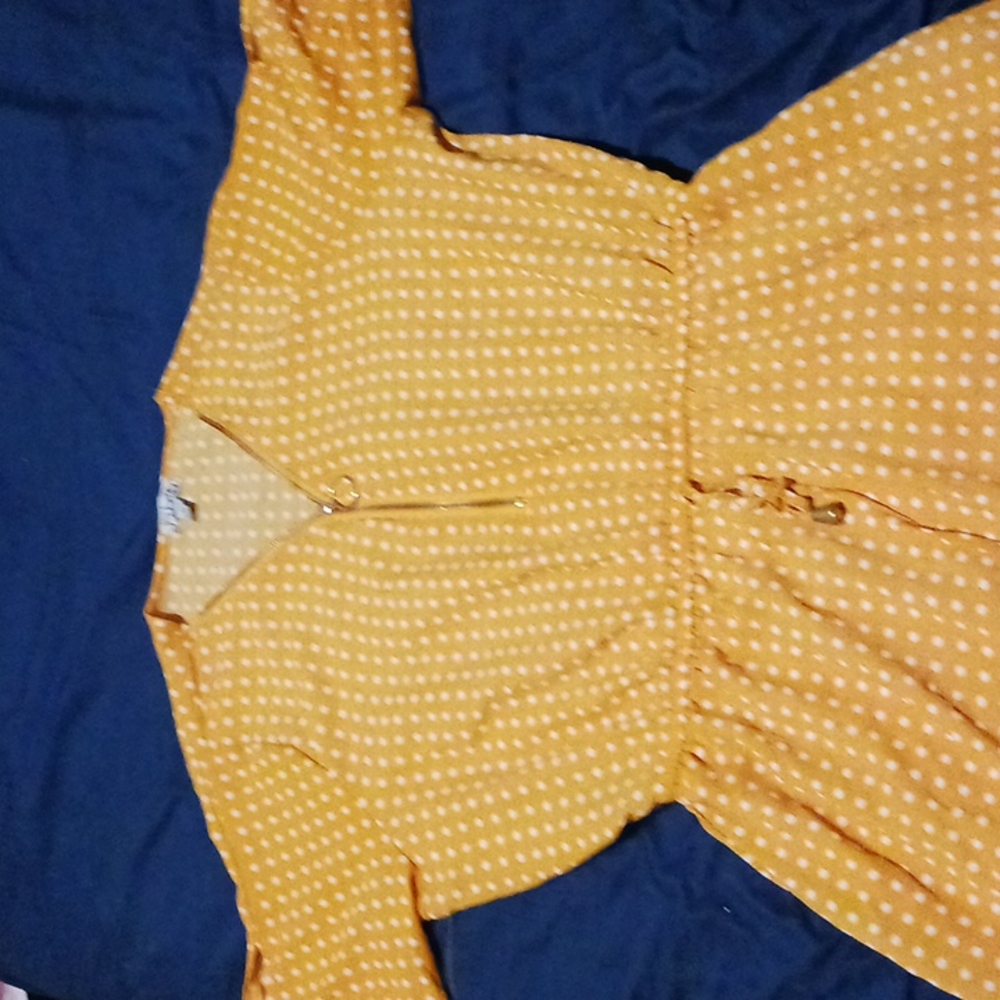 Dress, j for justify, XL, yellow polka dot